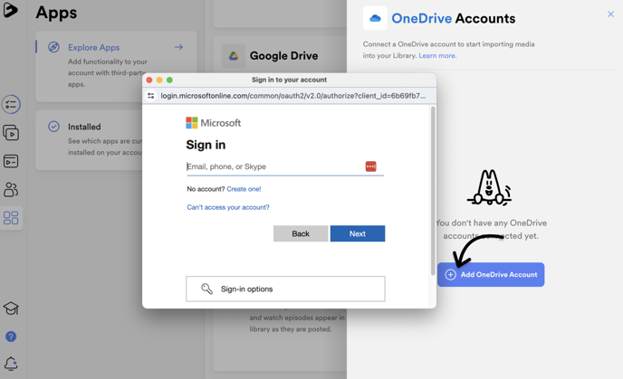 Add OneDrive Account