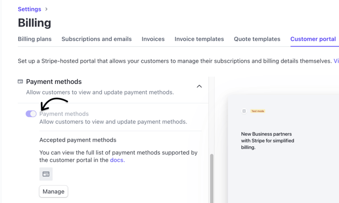 Allow to view and update payment methods